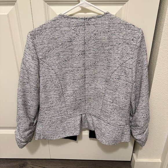 Maurices, Size L, Windowpane Plaid Blazer, White with Black Dots - Picture 2 of 5